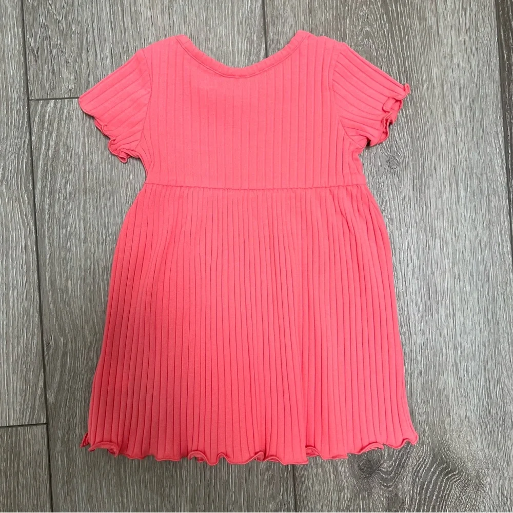 OLD NAVY SHORT SLEEVE RIBBED DRESS CORAL 6-12MO